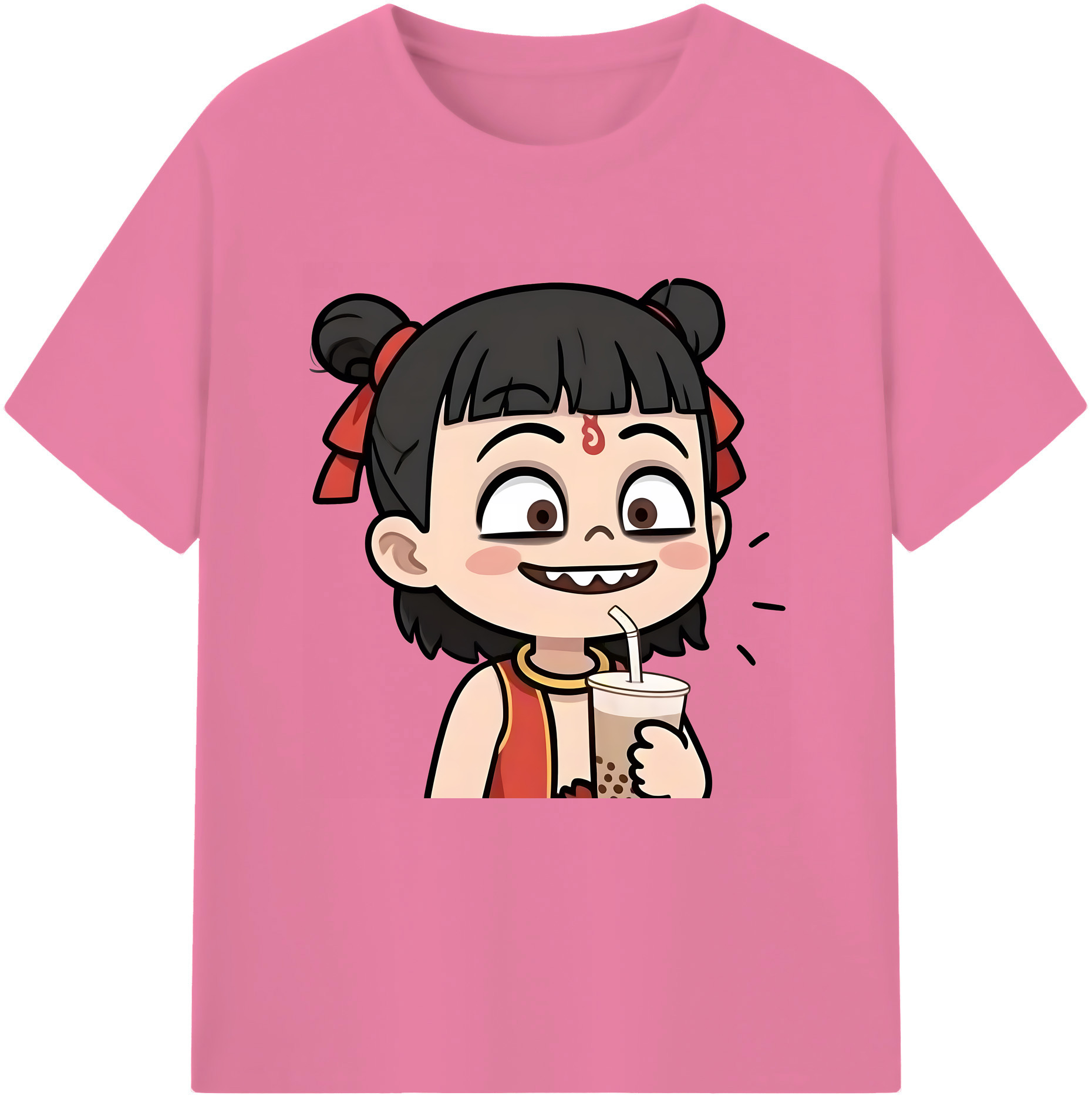 （画像用） Ne Zha 2 ナタ 魔童の大暴れ 綿100％半袖Tシャツ（フロントプリント）